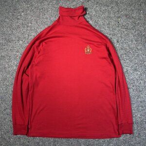 Vintage Polo by Ralph Lauren Shirt Mens L Red 90s Crest Logo Turtleneck Rare